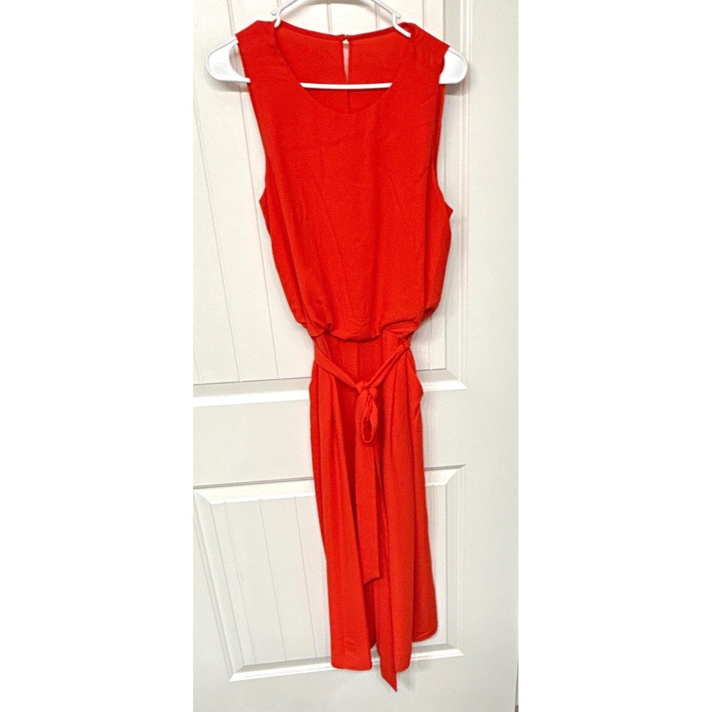 Vince Camuto Women Sleeveless Wide-Leg Jumpsuit Belted Pockets Orange Size 10 - Picture 2 of 8